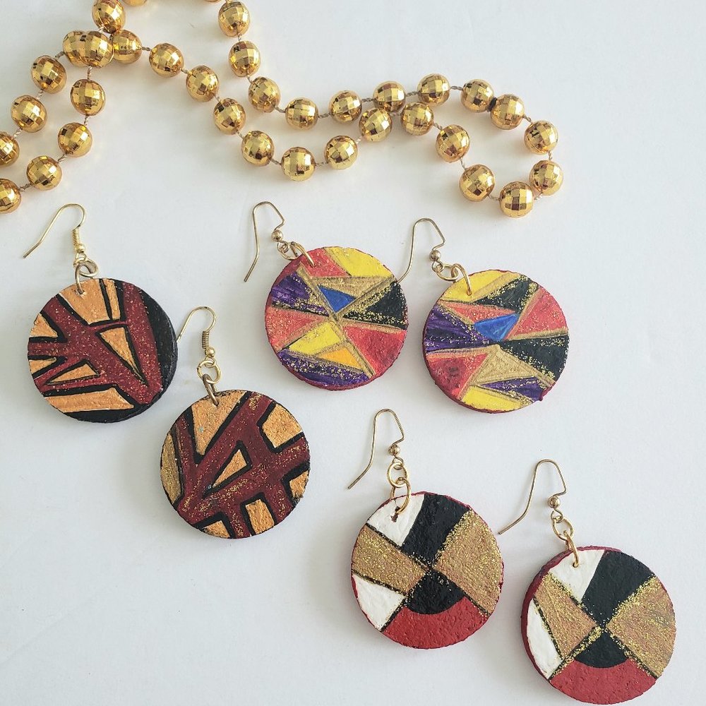 3 Pair Hand Designed Earrings